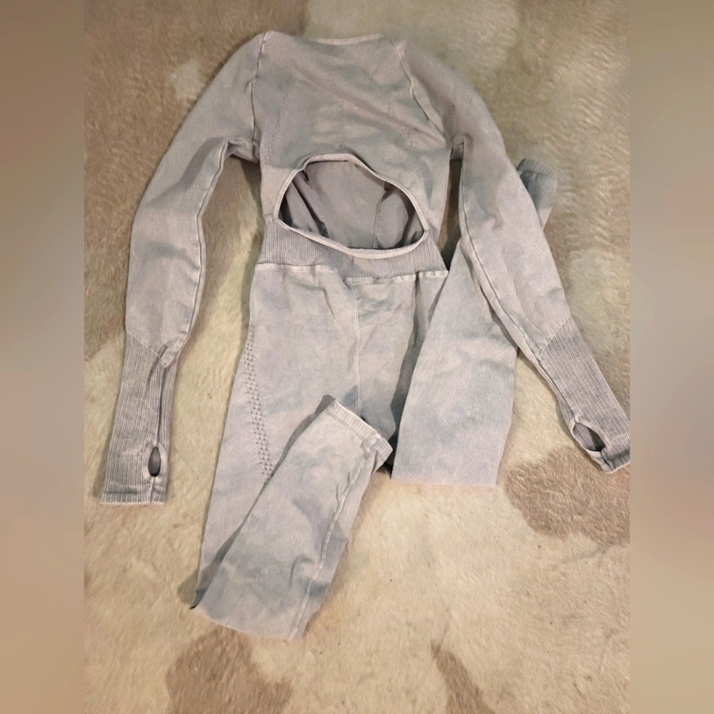 Free People Movement Good Karma Long Sleeve Onesie Leotard Ice Grey XS/S NEW! - Picture 5 of 8